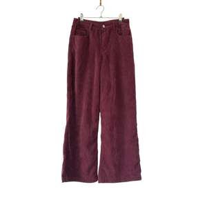 Forever 21 Burgundy Wide Leg Corduroy Pants Size S Flare Y2K 5-Pocket